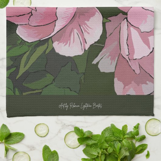 Peony keukenhanddoek (Gevouwen)