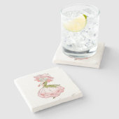 Peony Lady Stone Beverage Coaster Stenen Onderzetter (Zijkant)