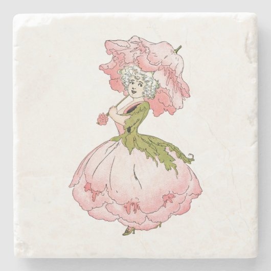 Peony Lady Stone Beverage Coaster Stenen Onderzetter (Voorkant)
