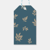 Peony Leaf Blue/Tan Label Cadeaulabel (Voorkant)