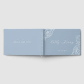 Peony Line Art Dusty Blue Wedding Gastenboek (Volledig)