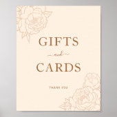 Peony Line Art geschenken & Kaarten teken Poster (Voorkant)