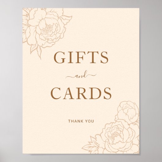 Peony Line Art geschenken & Kaarten teken Poster (Voorkant)