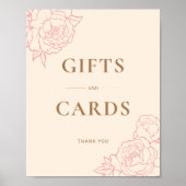 Peony Line Art geschenken & Kaarten teken (roze) Poster (Voorkant)