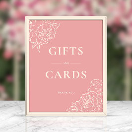 Peony Line Art geschenken & Kaarten teken (roze) Poster