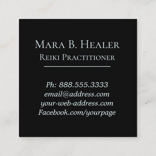 ** Peony Lotus Heart Healer Massage Reiki Yoga Vierkante Visitekaartje (Achterkant)