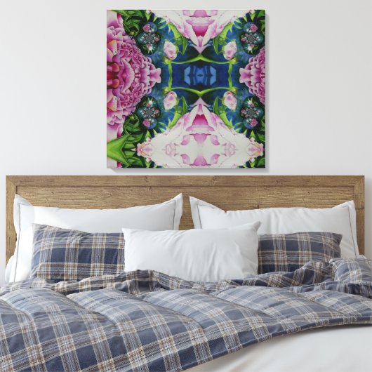 Peony Mandala 2 Canvas Afdruk (Insitu (Slaapkamer))