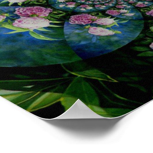 Peony Mandala, abstracte roze florale mandala Poster (Hoek)