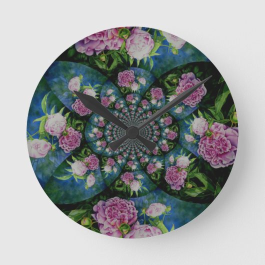 Peony Mandala Ronde Klok (Voorkant)