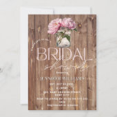 Peony Mason Jar Rustiek Chic Picnic Vrijgezellenfe Kaart (Voorkant)