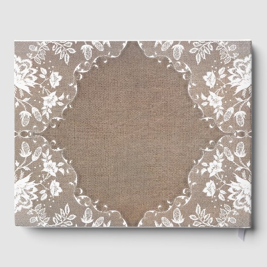 Peony Mason Jar Rustieke Burlap kant bruiloft Gastenboek (Achterkant)