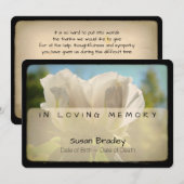 Peony  Memorial Sympathie Hartelijk dank 4 Kaart (Voorkant / Achterkant)