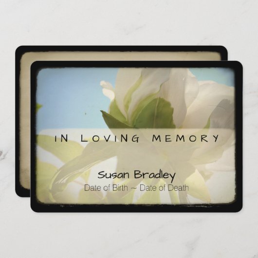 Peony Memorial Sympathy Dank u 3 Kaart (Voorkant / Achterkant)