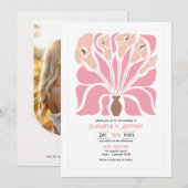 Peony & Mocha Abstract Floral Boho Wedding Kaart (Voorkant / Achterkant)