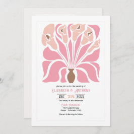 Peony & Mocha Abstract Floral Boho Wedding Kaart