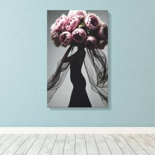 Peony Mode Portrait Canvas Afdruk (Insitu (Houten vloer))
