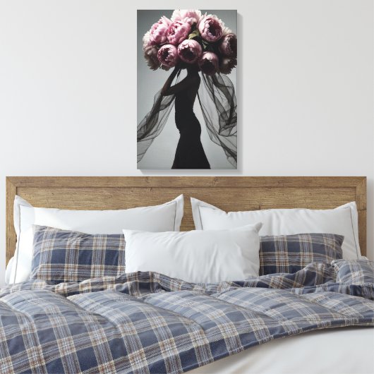 Peony Mode Portrait Canvas Afdruk (Insitu (Slaapkamer))