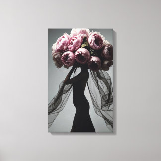 Peony Mode Portrait Canvas Afdruk