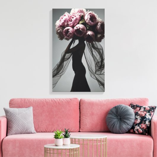 Peony Mode Portrait Canvas Afdruk (Insitu (Woonkamer))