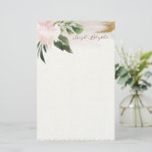 Peony Modern Waterverf - Aangepast verhaal Briefpapier (Staand voorkant)