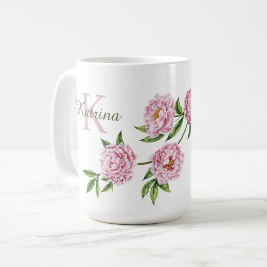 Peony Monogrammed Mok (Voorkant links)