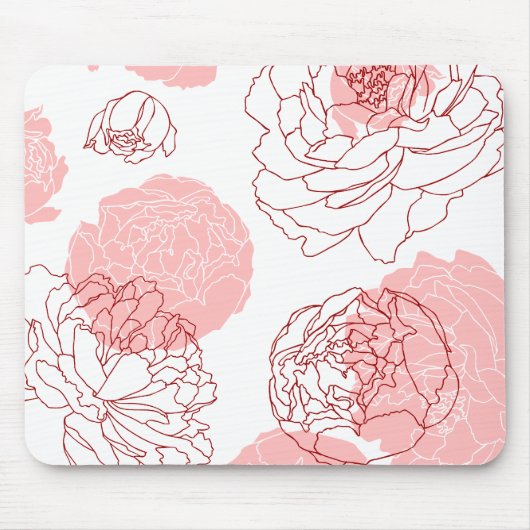 Peony Motif Mousepad Muismat (Voorkant)