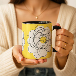 Peony Mug Bold Yellow Graphic Flower Minimalist Li Mok