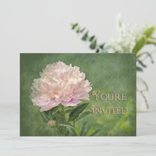 Peony Multi-Purpose Invitation Kaart (Staand voorkant)