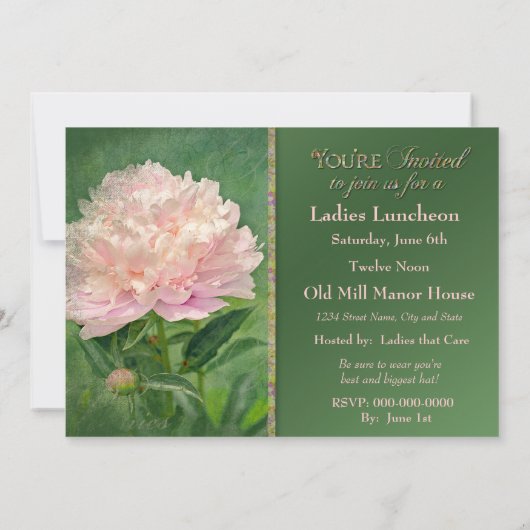 Peony Multi-Purpose Invitation Kaart (Achterkant)