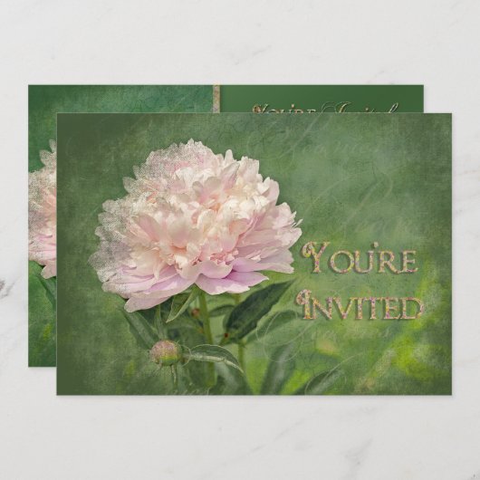 Peony Multi-Purpose Invitation Kaart (Voorkant / Achterkant)