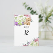 Peony Multicolor Table Seating Number Kaart (Staand voorkant)