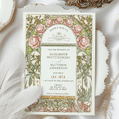 Peony Nouveau Wedding Invitation Alphonse Mucha Kaart