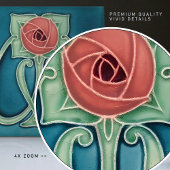 Peony op Blue Decor Art Nouveau Art Deco Tegeltje