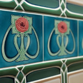 Peony op Blue Decor Art Nouveau Art Deco Tegeltje