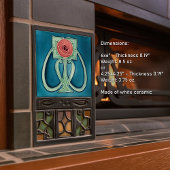 Peony op Blue Decor Art Nouveau Art Deco Tegeltje