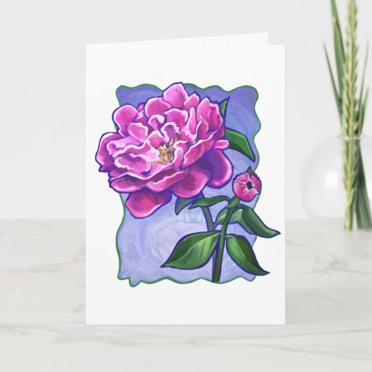Peony op Blue, Happy Moederdag Kaart (Voorkant)