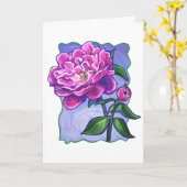 Peony op Blue, Happy Moederdag Kaart (Gele Bloem)