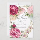 Peony & Orchid Garden Floral Glam Bridal Shower Kaart (Voorkant)