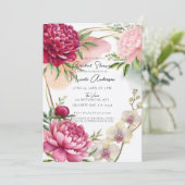 Peony & Orchid Garden Floral Glam Bridal Shower Kaart (Staand voorkant)