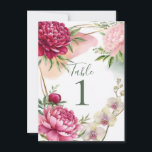 Peony & Orchid Garden Floral Glam Wedding  Kaart<br><div class="desc">Table Numbers. look for matching items in my store.</div>