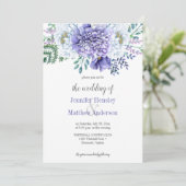 Peony Passion Lavender Background Wedding Invite Kaart (Staand voorkant)