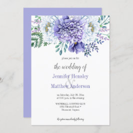 Peony Passion Lavender Background Wedding Invite Kaart