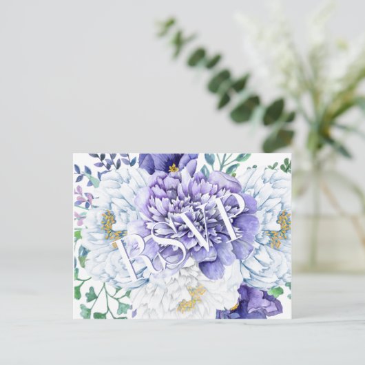 Peony Passion RSVP-Briefkaart Uitnodiging Briefkaart (Staand voorkant)