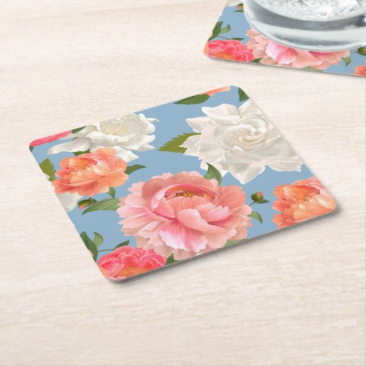Peony Pattern Kartonnen Onderzetters (Schuin)