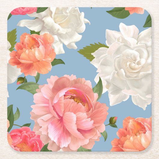 Peony Pattern Kartonnen Onderzetters (Voorkant)