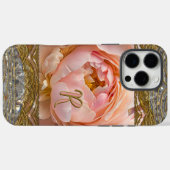 Peony Perfect Pinkish Monogram Elegant Case-Mate iPhone Case (Achterkant (horizontaal))