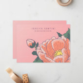 Peony Personal Stationery Flat Note-kaarten Notitiekaartje (Voorkant / Achterkant in situ)