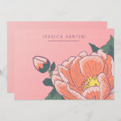 Peony Personal Stationery Flat Note-kaarten Notitiekaartje (Voorkant / Achterkant)