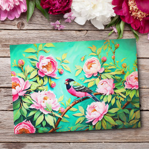 Peony Pine Gosbeak ai Kunstwerk Olieverfschilderij Briefkaart