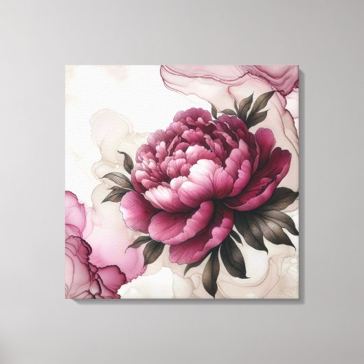 Peony Pink Abstract Canvas Afdruk (Voorkant)